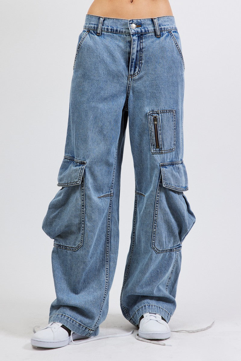 Denim Cargo Pants