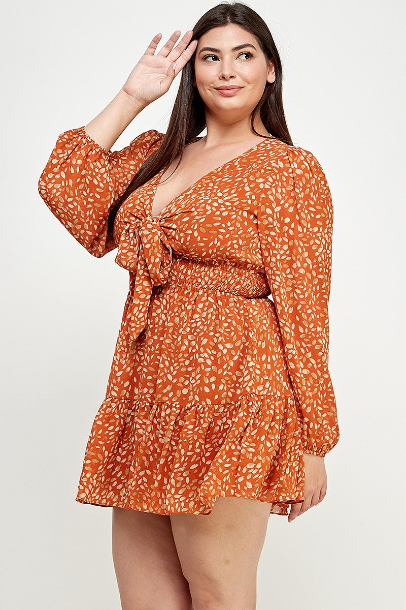 Plus -  Floral Ruffle Mini Dress