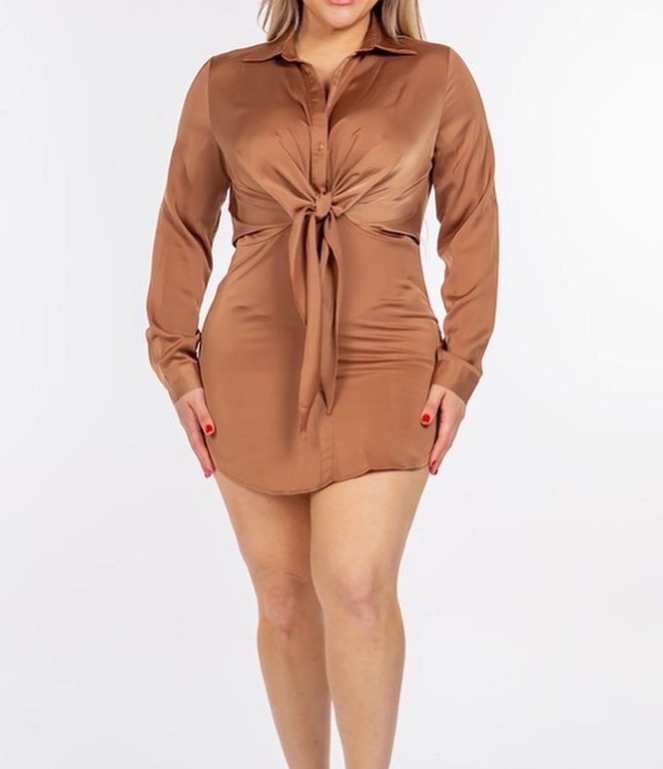 Satin Tie Front Dress