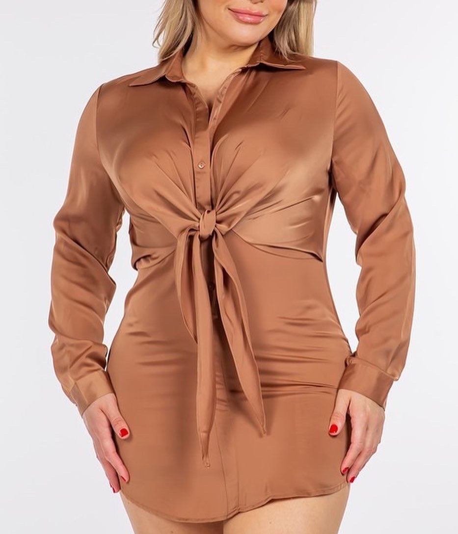 Satin Tie Front Dress