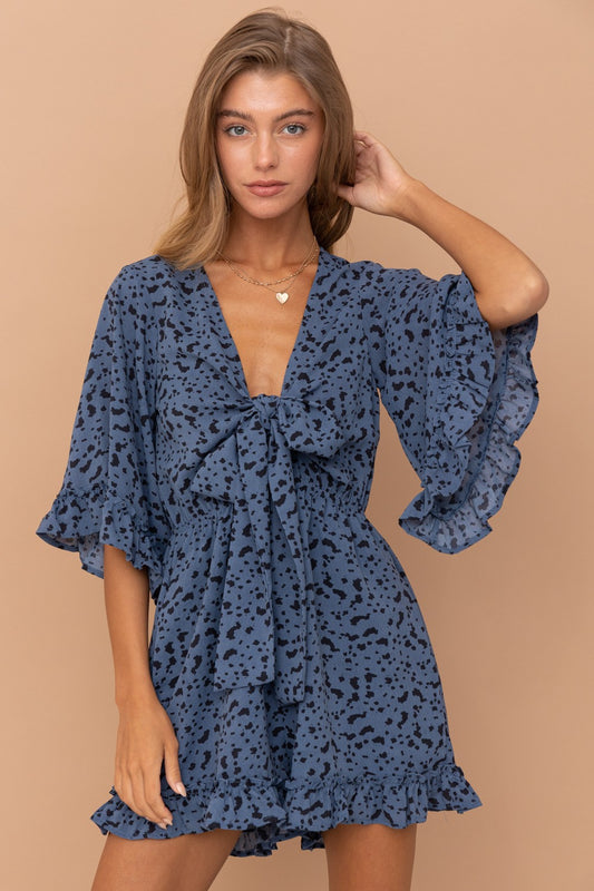 Blue Leopard Romper